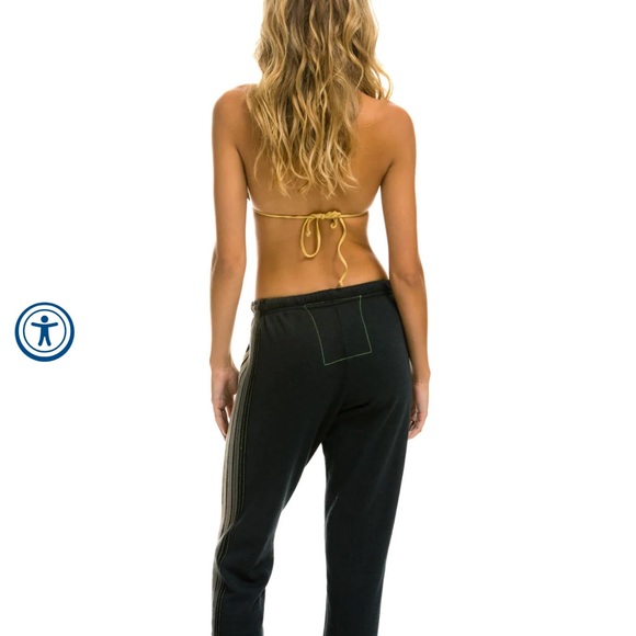 Aviator Nation Carol Grey Five Stripe Sweat Pant Women’s Size Small - Picture 2 of 5